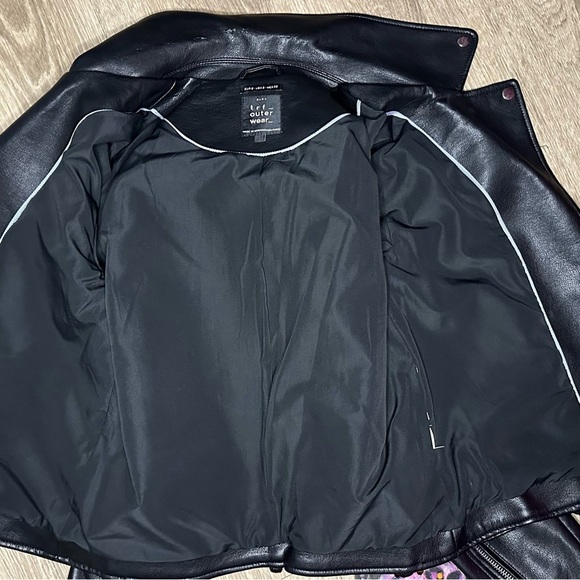 Zara Black Leather Jacket Asymmetrical Design - Picture 10 of 14